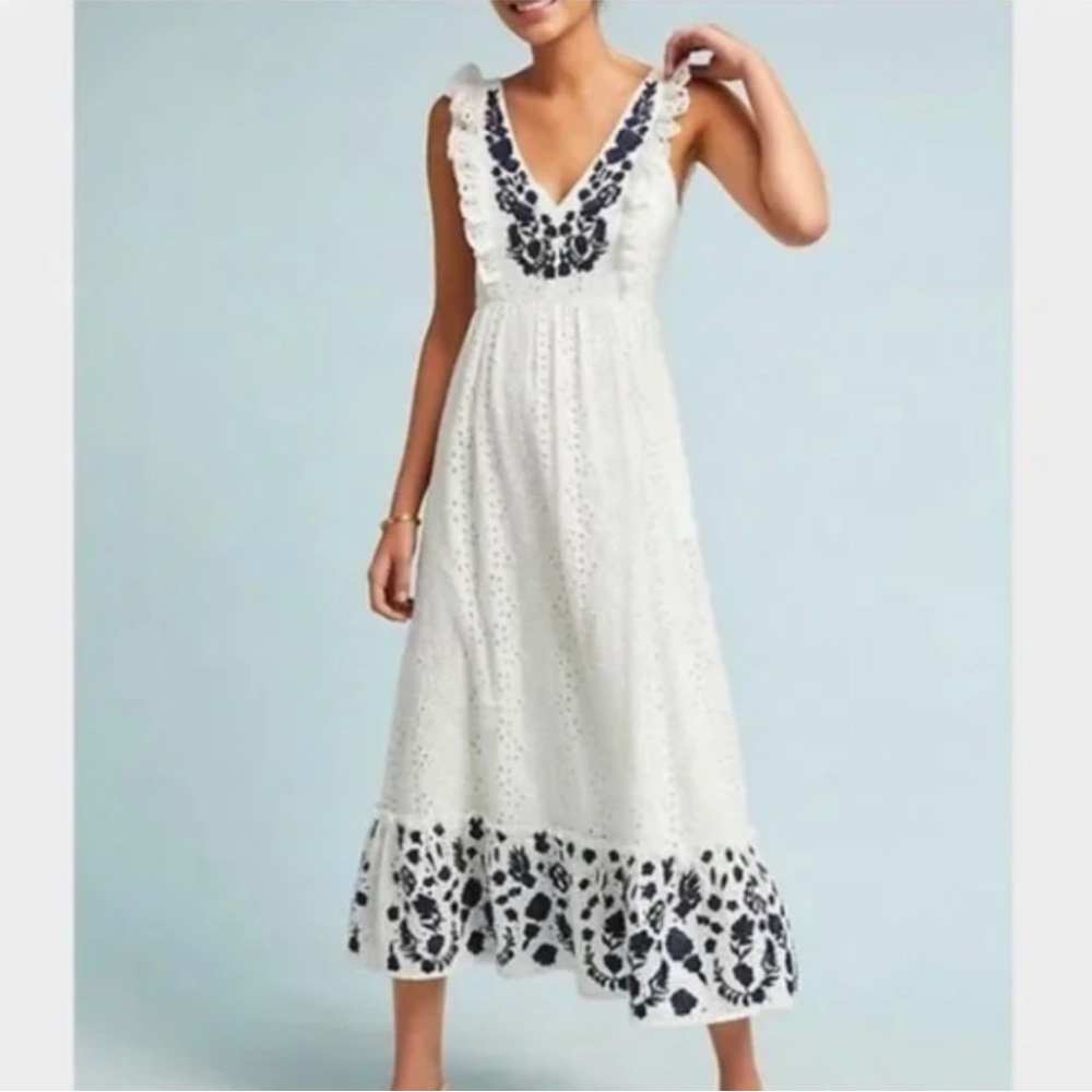 Allison New York- White Eyelet Embroidered Maxi Dress